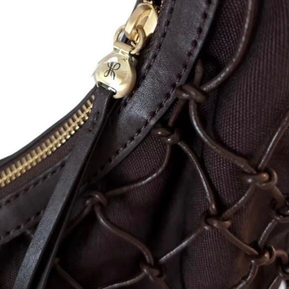 HOBO Kira Macrame Leather Boho Shoulder Bag Brown - Picture 4 of 6